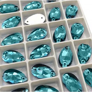 Pietra da Cucire in Cristallo GT Crystal Goccia mm 18x10,5 Blue Zircon - 1PZ 2