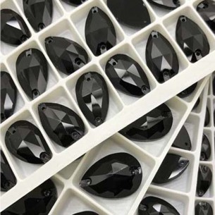 Pietra da Cucire in Cristallo GT Crystal Goccia mm 18x10,5 Jet - 1PZ 2