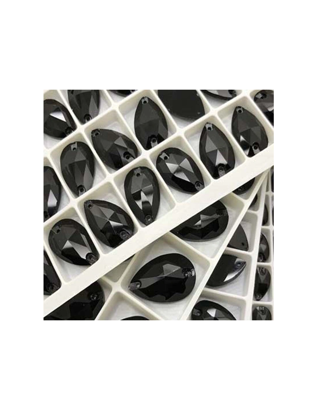 Confezione Pietra da cucire  Goccia mm 28x17 Jet