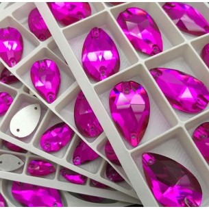 Pietra da Cucire in Cristallo GT Crystal Goccia mm 18x10,5 Fuchsia - 1PZ 2