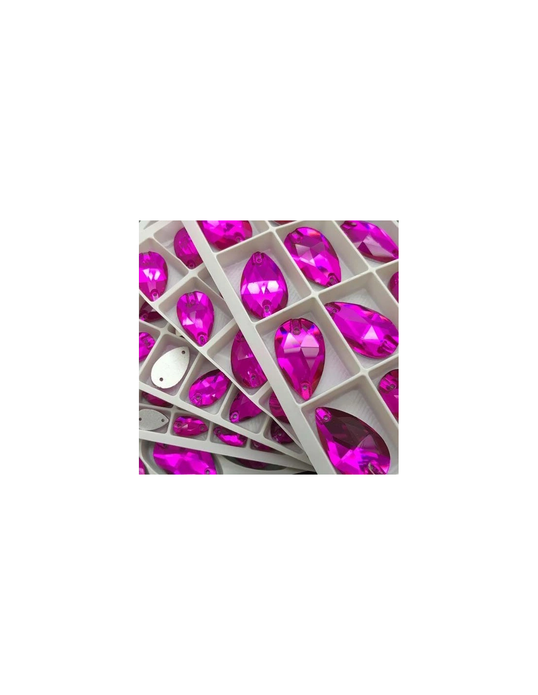 Pack Stone sew on  Drop mm 18x10,5 Fuchsia
