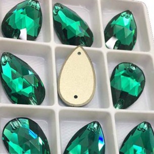 Pietra da Cucire in Cristallo GT Crystal Goccia mm 18x10,5 Emerald - 1PZ 2