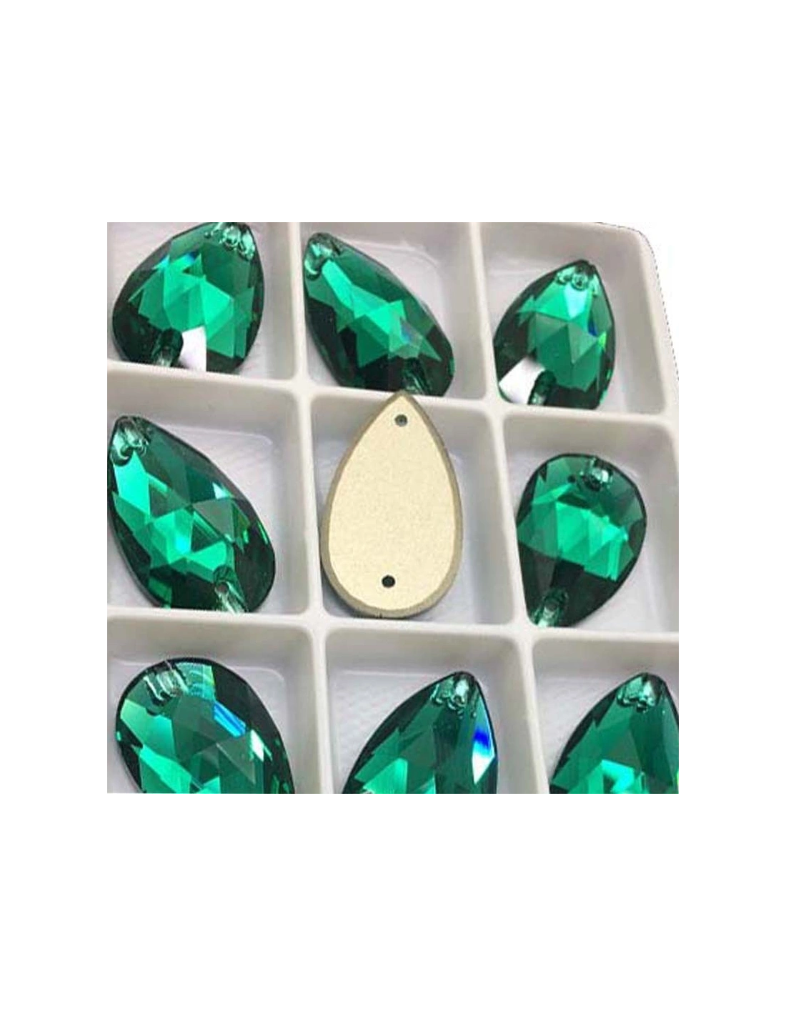 Pack Stone sew on Drop mm 28x17 Emerald