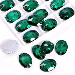 Pietra da Cucire in Cristallo GT Crystal Ovale mm 24x17 Emerald - 1PZ 2