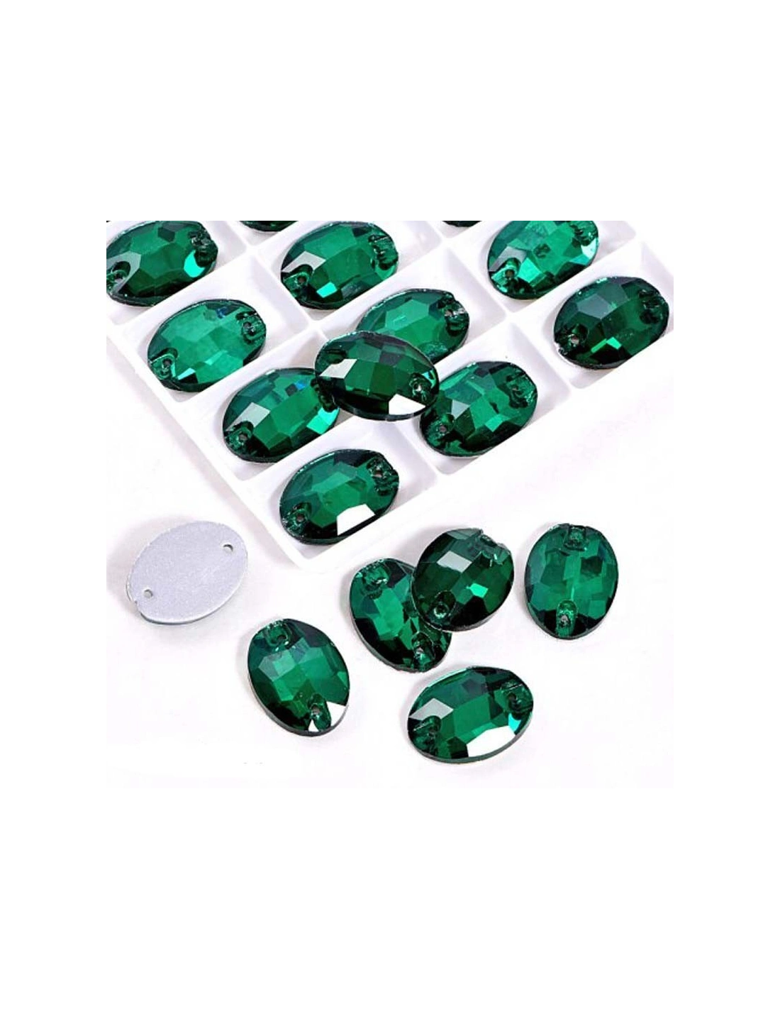 Pack Stone sew on Oval mm 24x17 Emerald