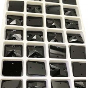 Pietra da cucire Quadrato mm 16 Jet Hematite 2
