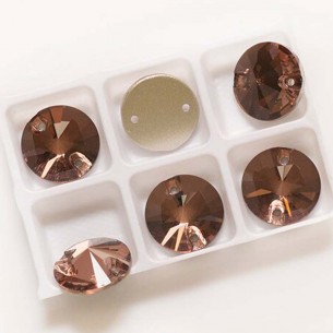 Pietra da Cucire in Cristallo GT Crystal Tondo mm 14 Lt. Smoke Topaz - 1PZ 2