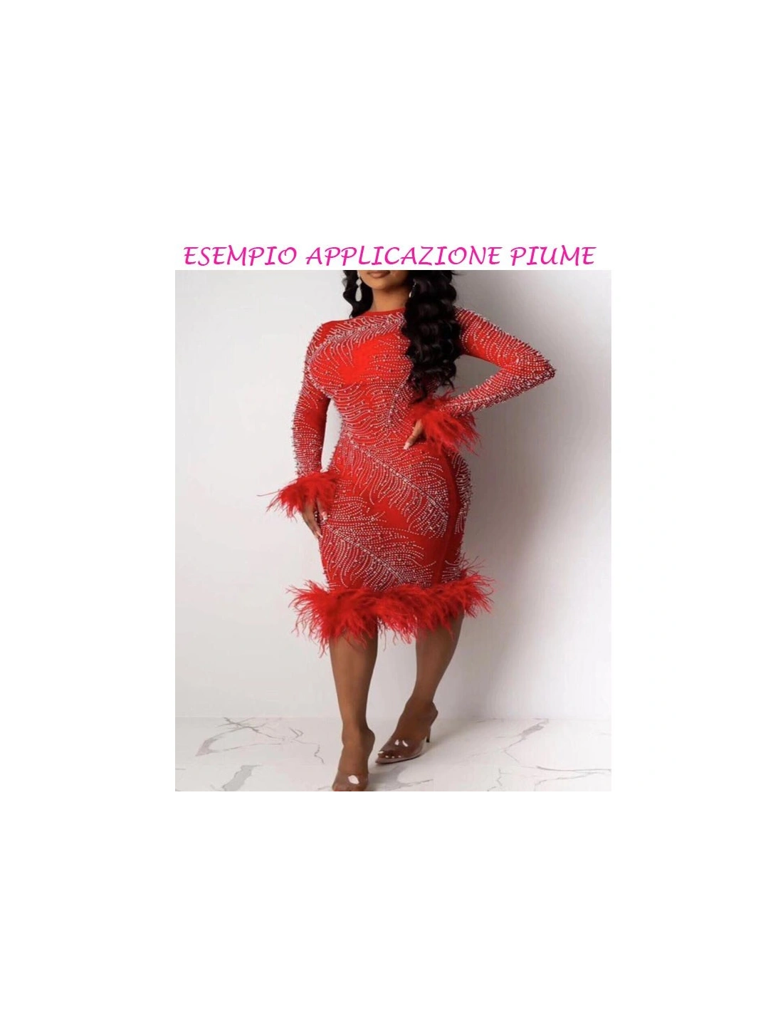 application Fringe Sewing Red Ostrich Feathers