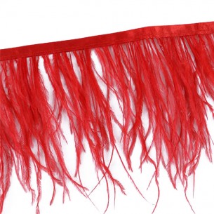 Fringe Sewing Red Ostrich Feathers 2