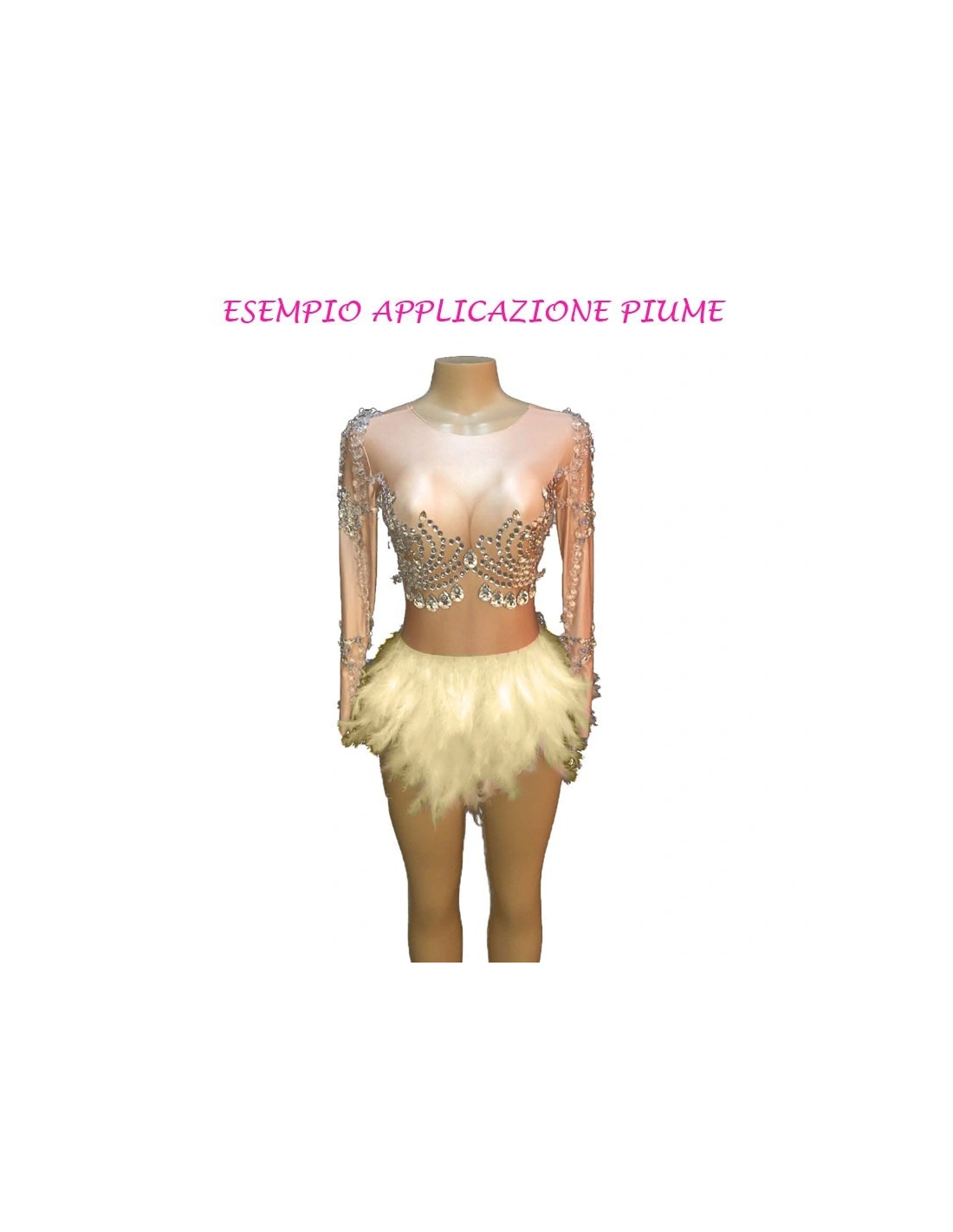 application Fringe Sewing Beige Ostrich Feathers