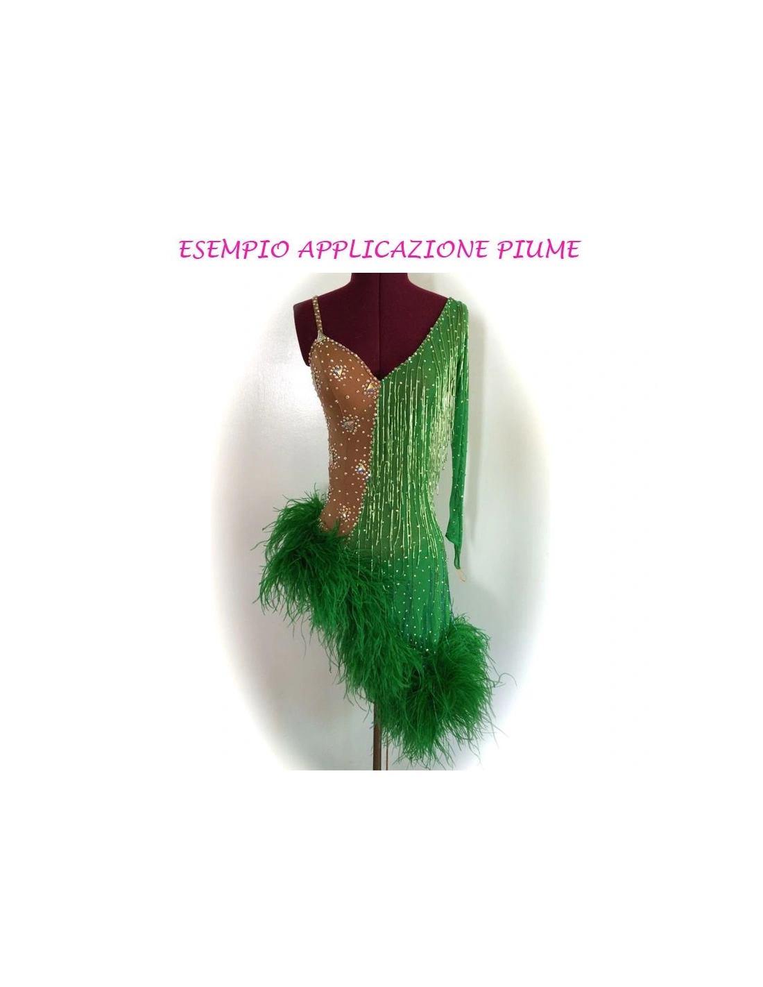 applicazione Frangia da cucire Piume di Struzzo Peridot