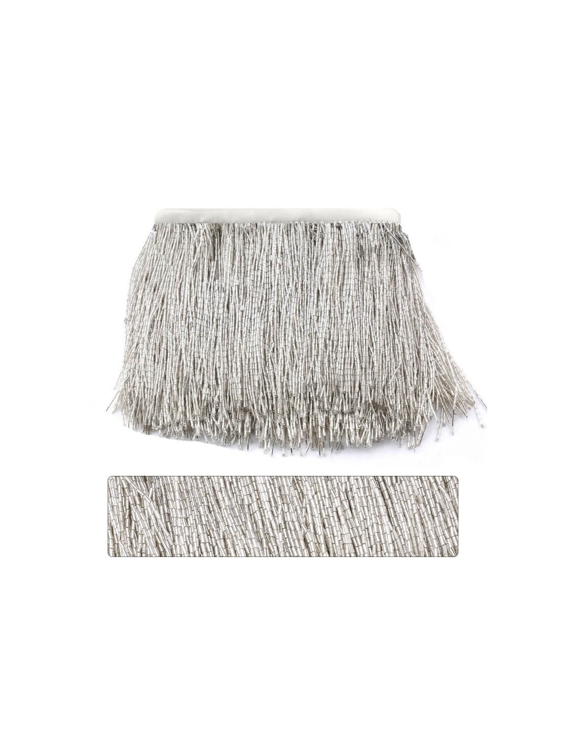 Fringes sewing bugles Silver