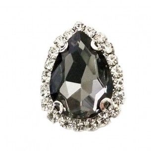 Drop Stone setting cm 2,5X3,5 Black Diamond-Silver