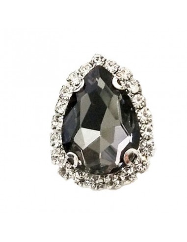 Drop Stone setting cm 2,5X3,5 Black Diamond-Silver