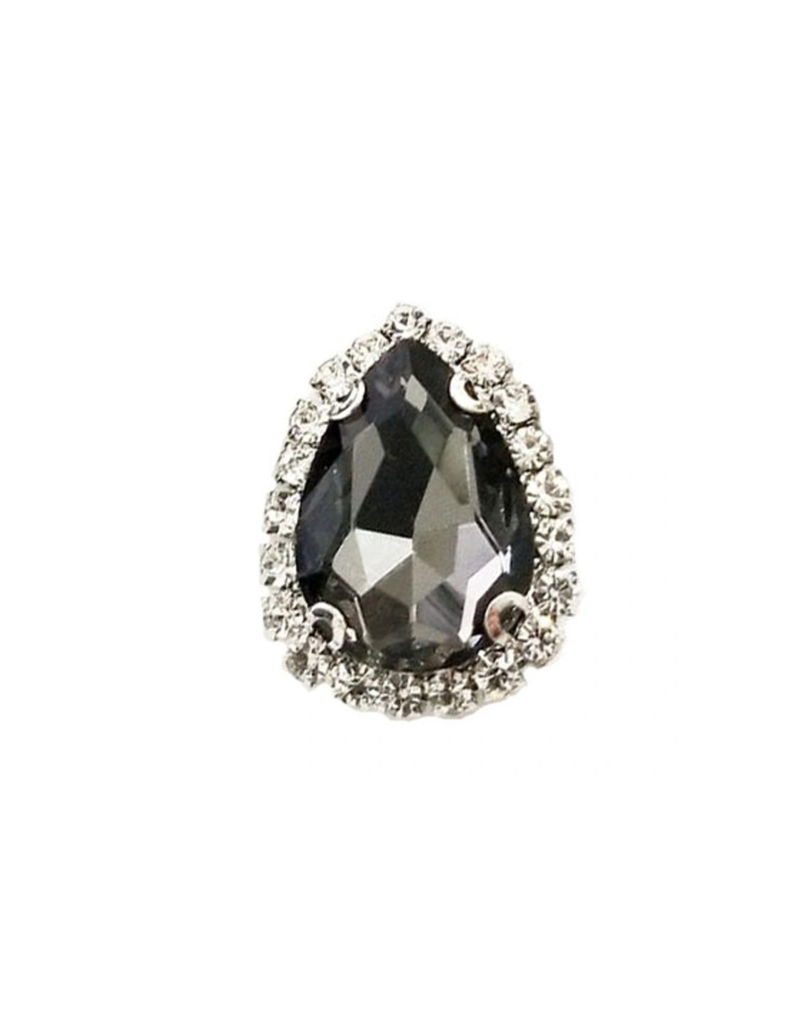 Drop Stone setting cm 2,5X3,5 Black Diamond-Silver