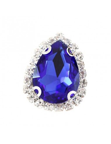 Drop stone setting cm 2,5X3,5 Sapphire-Silver