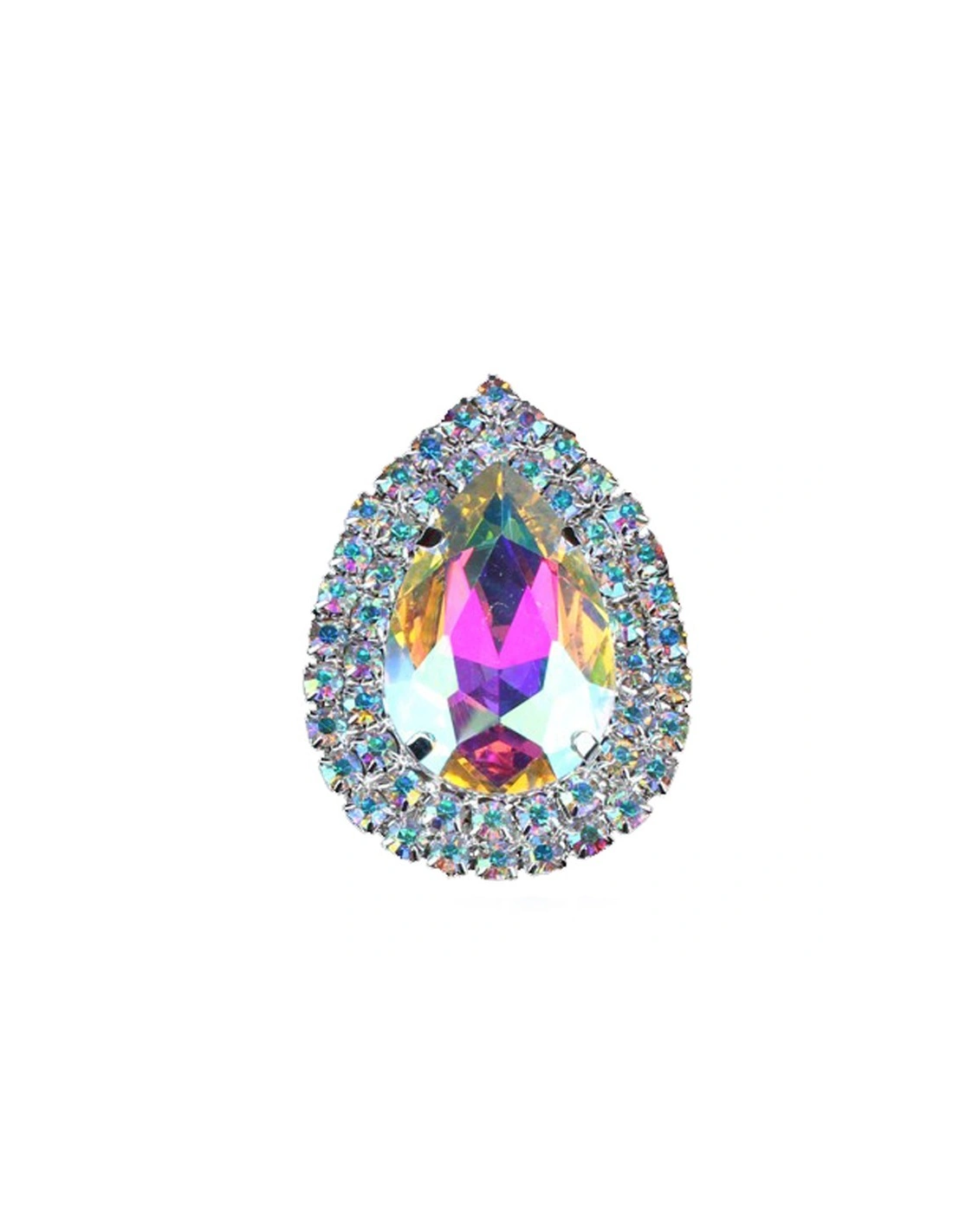 Drop stone setting  4.6x3.4 cm Crystal AB-Silver
