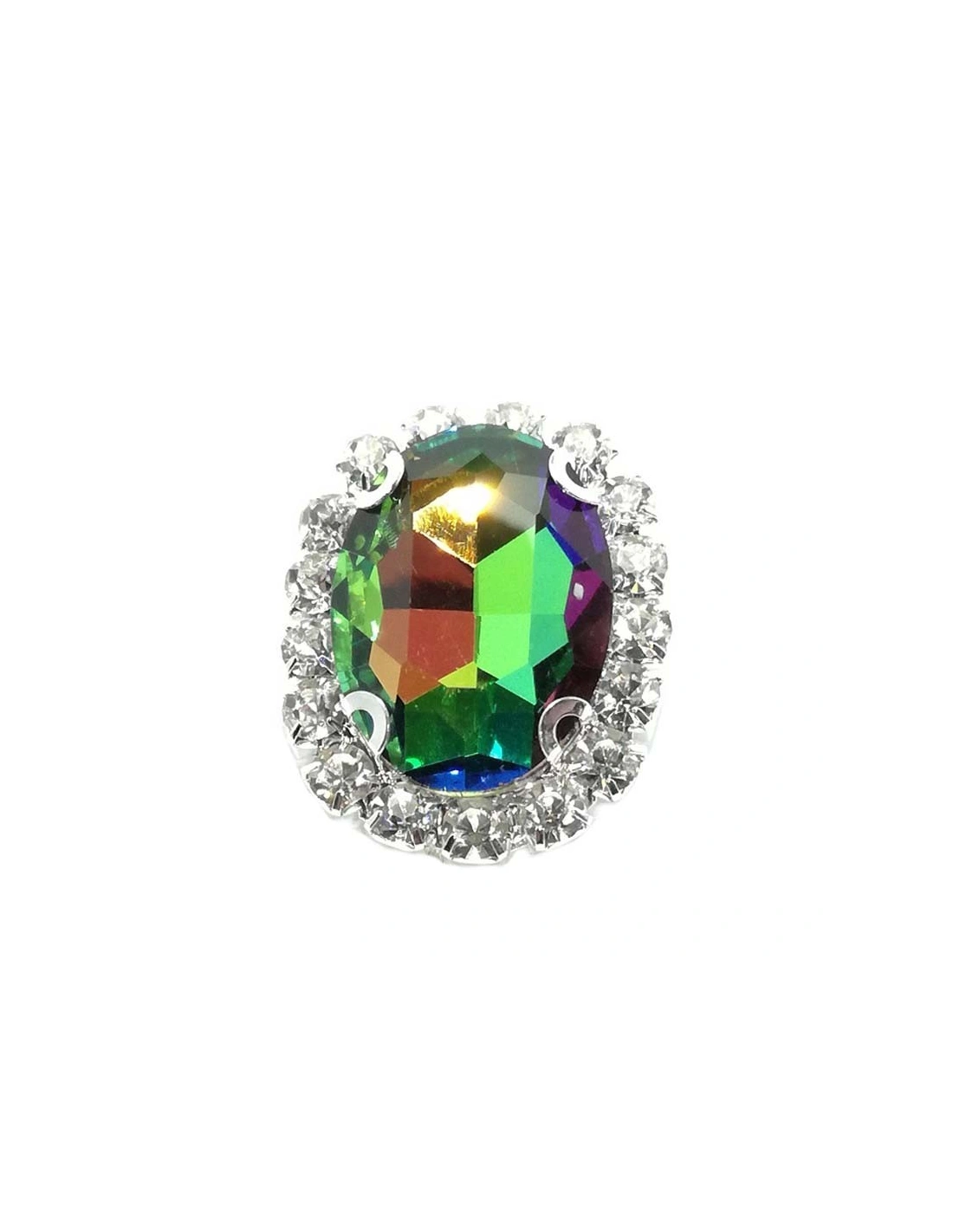 Oval Stone setting cm 2,5x3,5 Rainbow-Silver