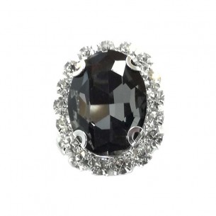 Oval Stone setting cm 2,5x3,5 Black Diamond-Silver