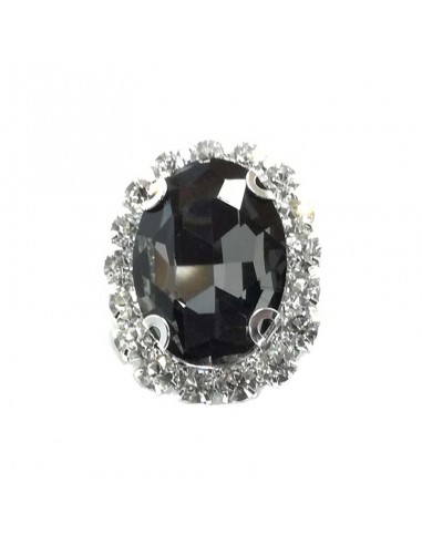 Oval Stone setting cm 2,5x3,5 Black Diamond-Silver