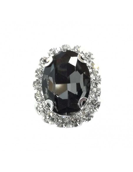 Oval Stone setting cm 2,5x3,5 Black Diamond-Silver Oval Stone setting cm 2,5x3,5 Black Diamond-Silver