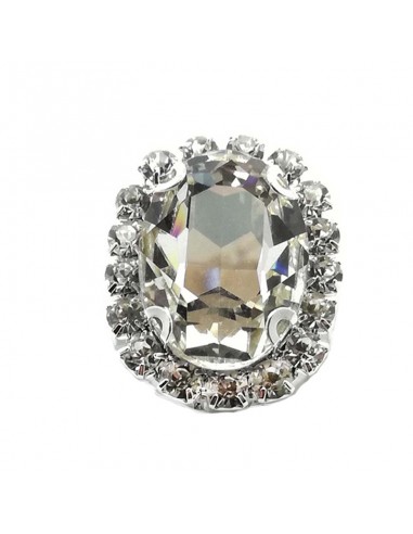 Oval Stone setting cm 2,5x3,5 Crystal-Silver