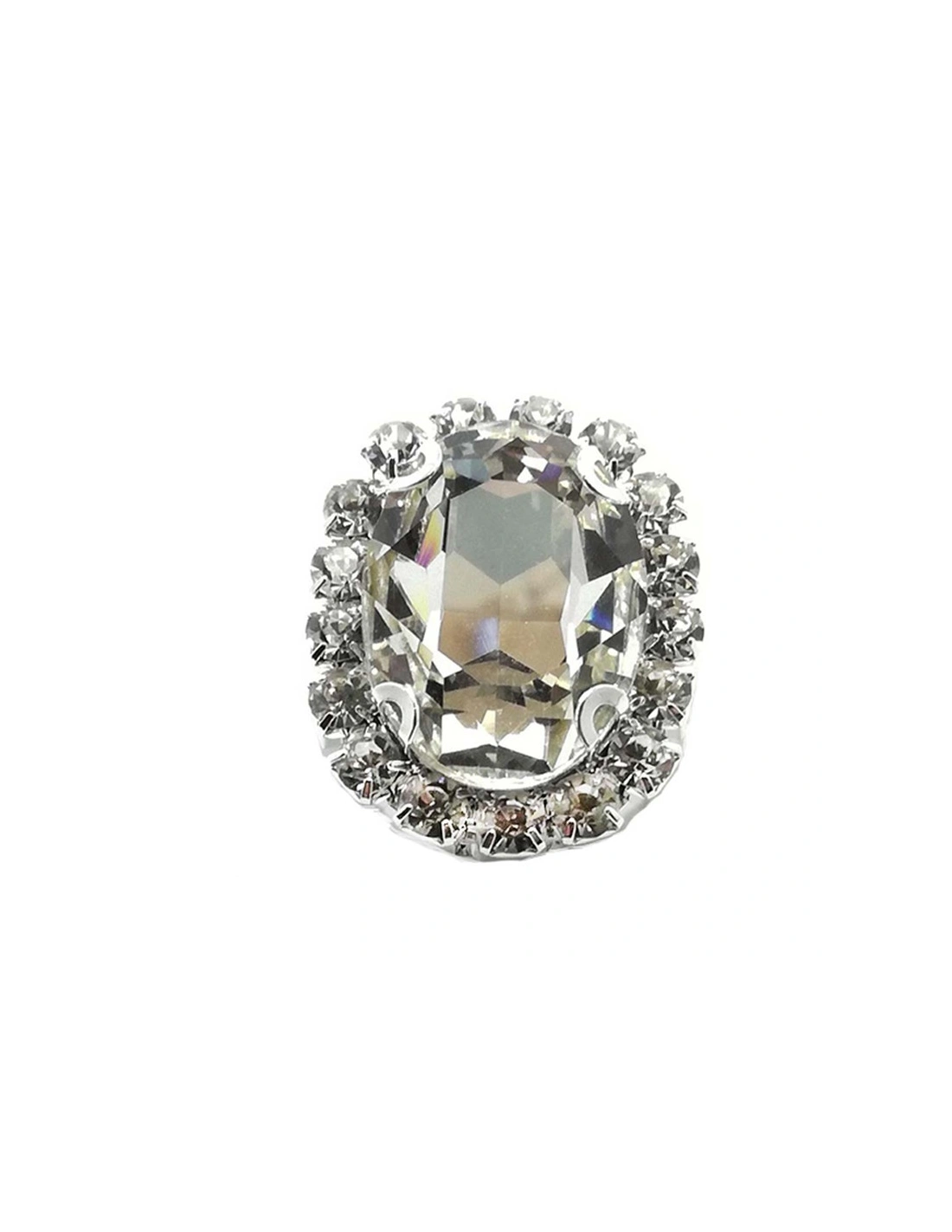Pietra con castone Ovale cm 1,8X2,3 Crystal-Silver
