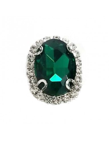 Oval Stone setting cm 2,5x3,5 Emerald-Silver