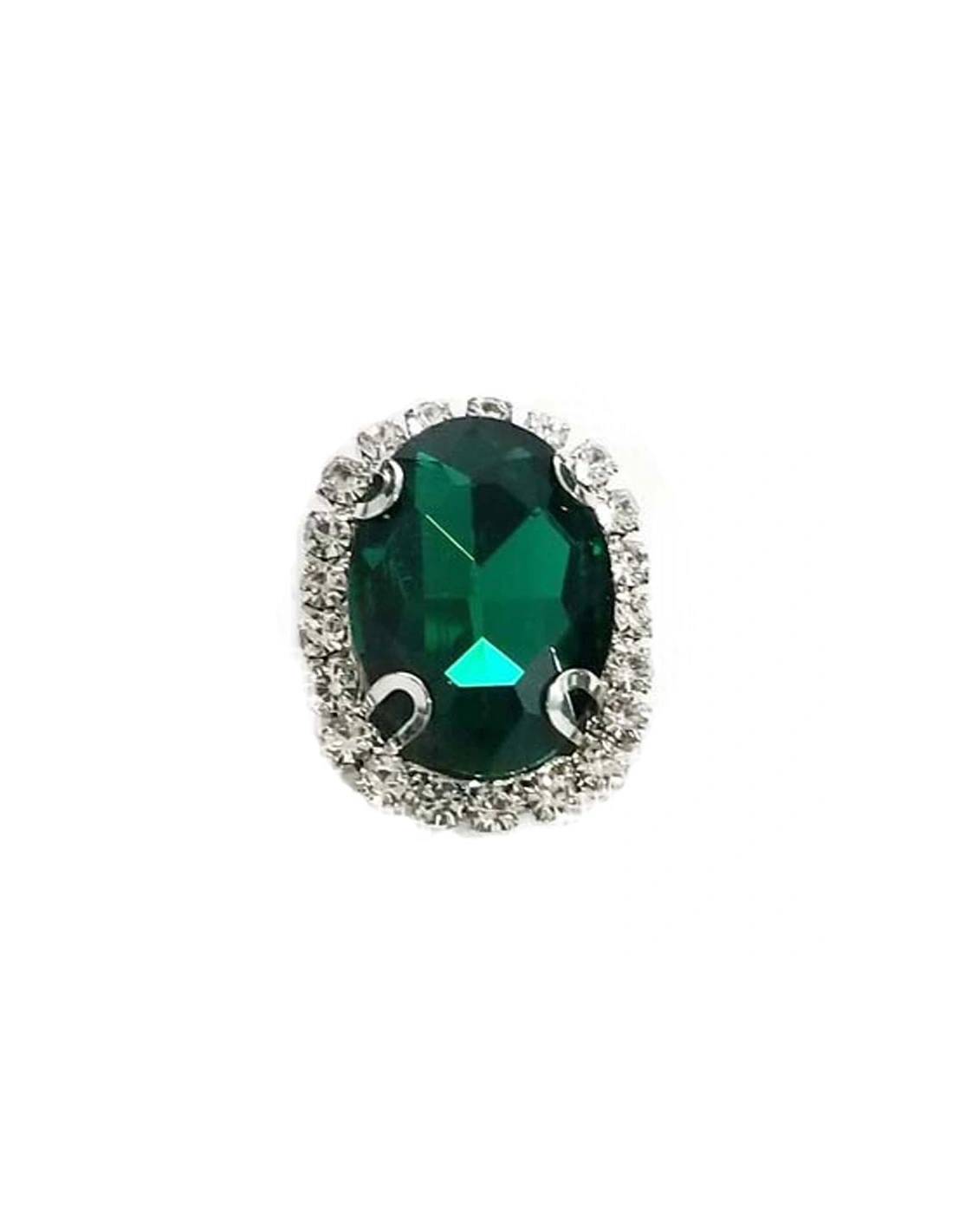 Oval Stone setting cm 2,5x3,5 Emerald-Silver
