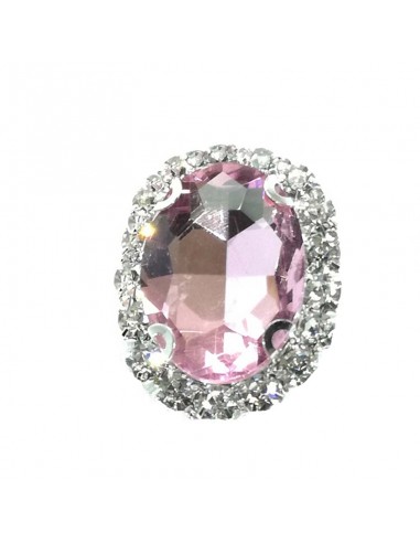 Oval stone setting  cm 2,5x3,5 Light Rose-Silver