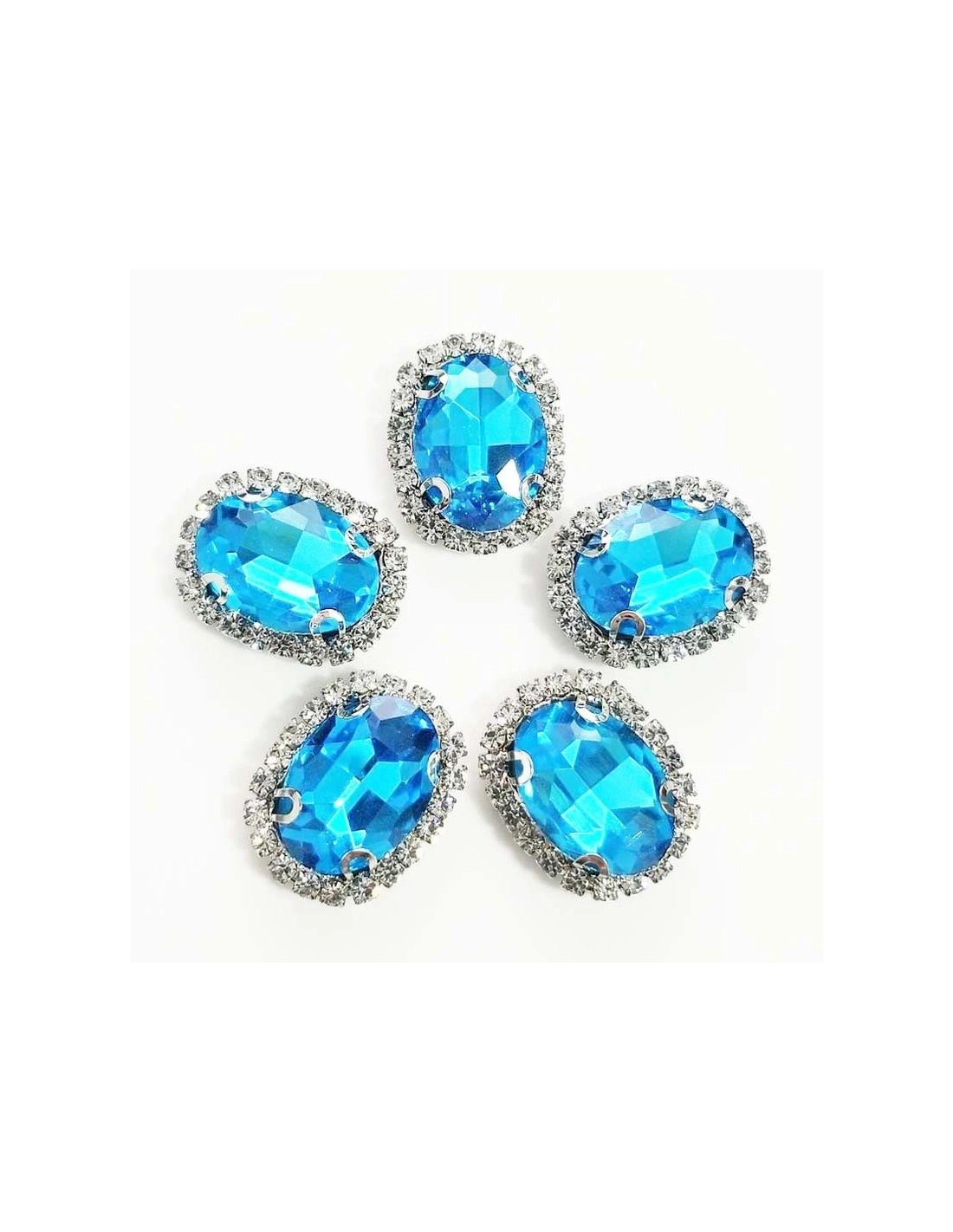Pietra con castone Ovale cm 2,5x3,5 Aqua-Silver