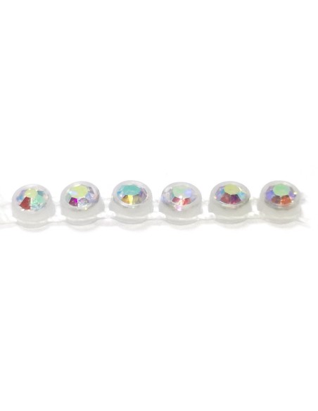 Strass Banding Plastic one row ss 10 (mm 2,80) Trasparent-Crystal AB - 1MT - Rhinestone borders on a plastic base