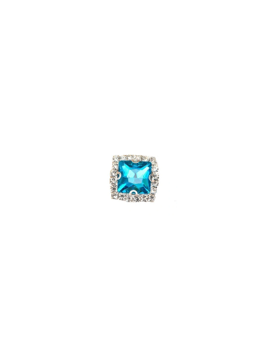 Pietra con castone Quadrata cm 2,2x2,2 Aquamarine-Silver