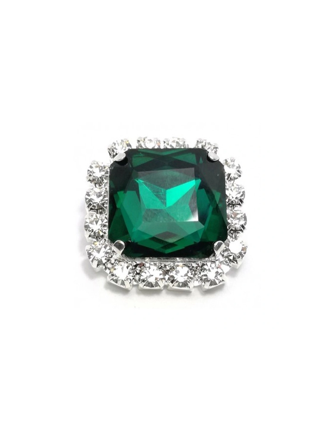 Square Stone setting 2.2x2.2 cm Emerald-Silver