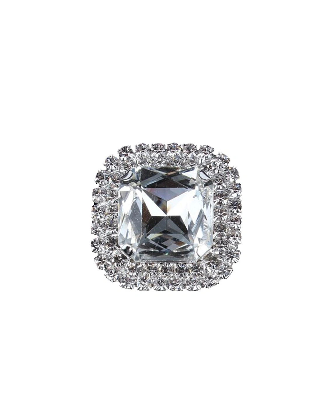 Square Stone setting 3.8X3.8 cm Crystal-Silver