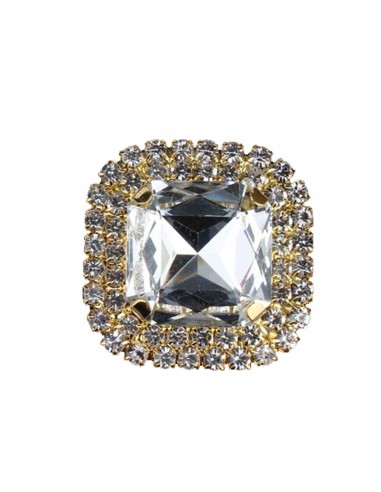 Square Stone setting cm 3,8X3,8 Crystal-Gold
