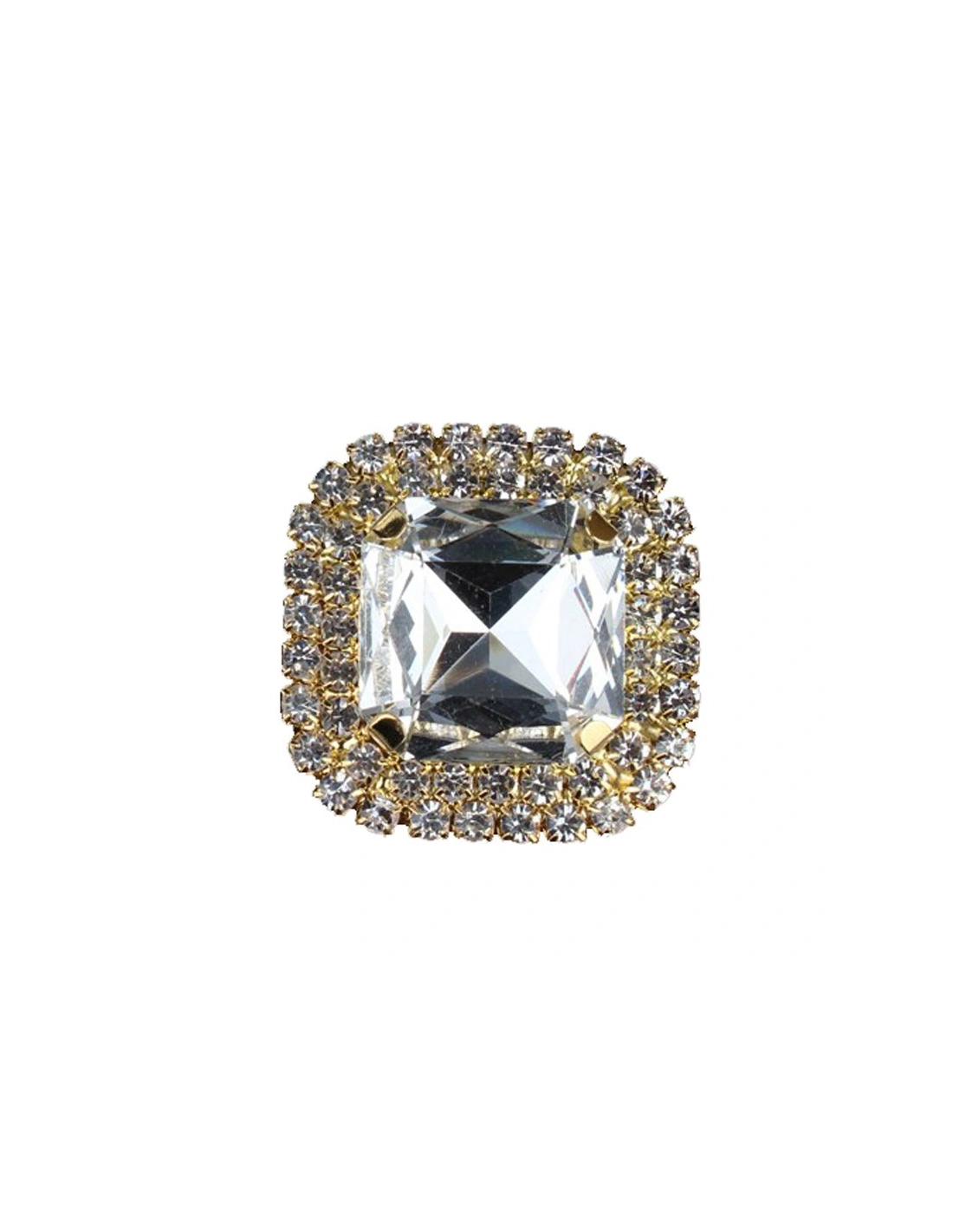 Square Stone setting cm 3,8X3,8 Crystal-Gold