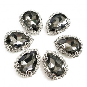 Drop Stone setting cm 2,5X3,5 Black Diamond-Silver 2