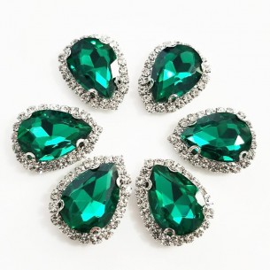 Drop Stone setting cm 2,5X3,5 Emerald-Silver 2