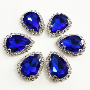 Pietra con castone  Goccia cm 2,5X3,5 Sapphire-Silver 2