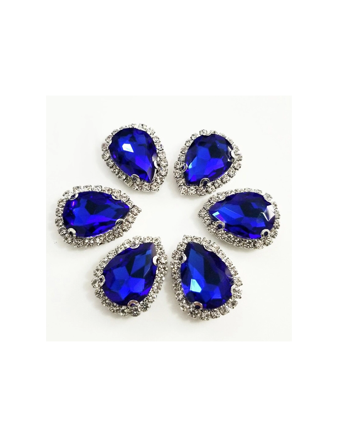 Drop stone setting cm 2,5X3,5 Sapphire-Silver
