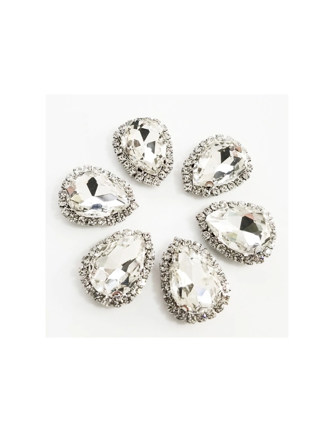 Drop stone setting  1,8X2,5  cm Crystal -Silver