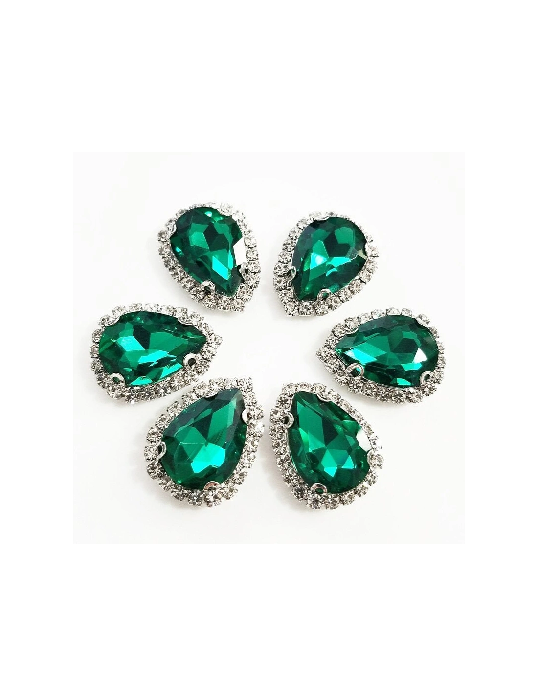Drop Stone setting cm 1,8X2,5 Emerald-Silver