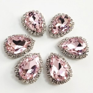 Pietra con castone Goccia cm 1,8X2,5 Lt. Rose-Silver 2