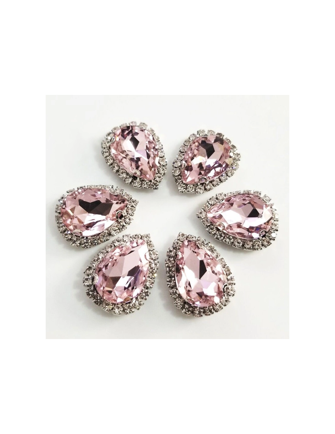 Pietra con castone Goccia cm 1,8X2,5 Lt. Rose-Silver