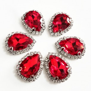 Drop stone setting 1,8X2,5 cm  Lt. Siam-Silver 2