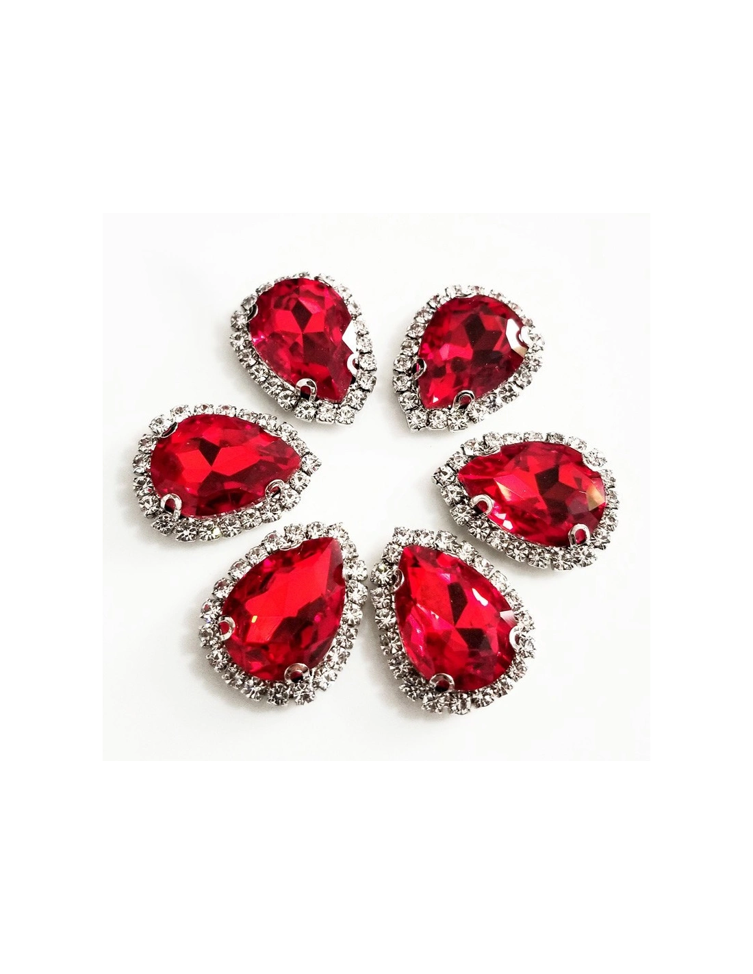 Drop stone setting 1,8X2,5 cm  Lt. Siam-Silver