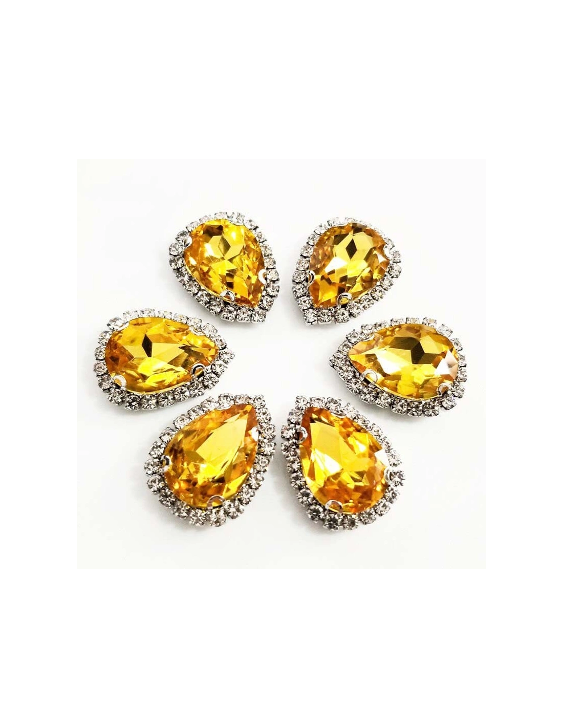 Drop stone setting 1,8X2,5 cm Topaz-Silver