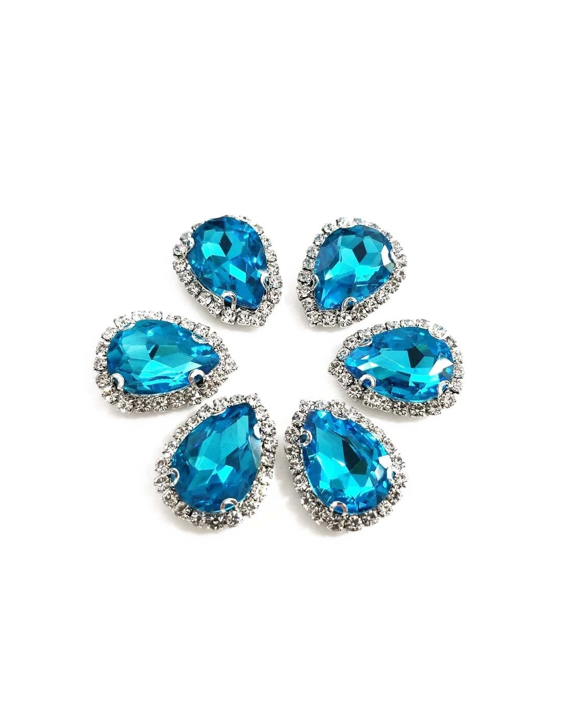 Drop Stone setting cm 2,5X3,5 Aqua-Silver