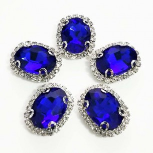Pietra  con castone Ovale cm 1,9x2,3 Sapphire-Silver 2
